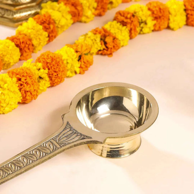 Brass Dhoop Aarti Spoon (11 Inch)