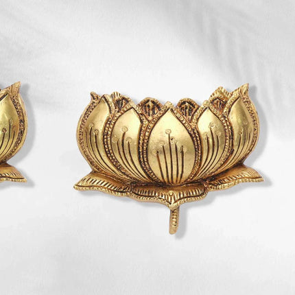 Exquisite Brass Hanging Lotus Flower Pair – 3.5 Inch | Divine Decor Accent