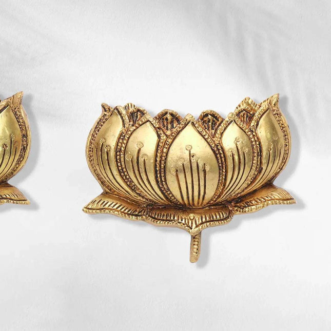 Exquisite Brass Hanging Lotus Flower Pair – 3.5 Inch | Divine Decor Accent
