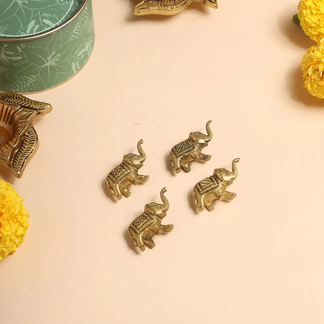 Brass Elephant Statue Set With Gift Box/Hamper