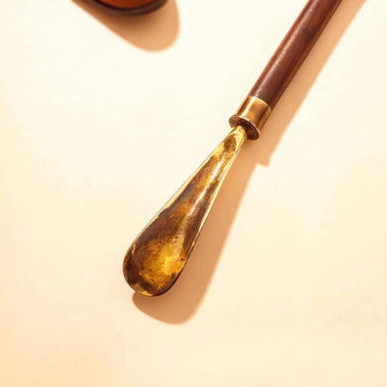 Brass Vintage Wooden Shoe Horn (20 Inch)