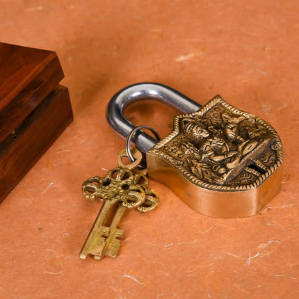 Brass Shiva Door Lock With Three Keys (4.5 Inch)