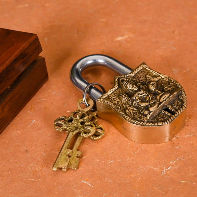 Brass Shiva Door Lock With Three Keys (4.5 Inch)