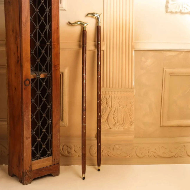 Brass Wooden Walking Stick (37 Inch)