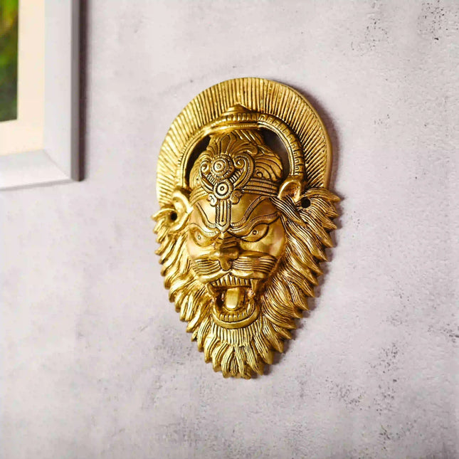 Brass Narasimha Face Wall Hanging (7.6 Inch)