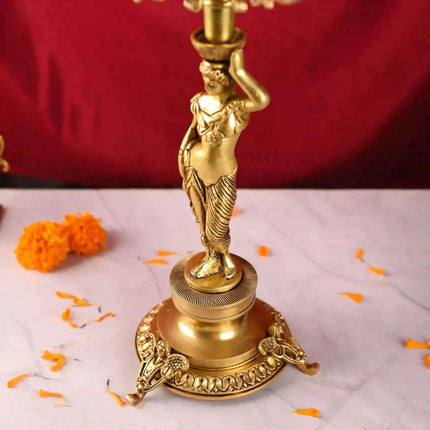 Brass Seven Petal Candle Holder Stand – Elegant Handmade Brass Decor (24.8 inches)