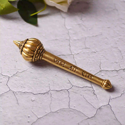 Brass Handcrafted Hanuman Mace/Gada – Strength & Devotion (6.5 Inch)