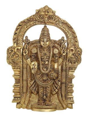 Brass Tirupati Balaji/Venkateshwar Idol Wall Hanging In Frame (19.5 Inch)