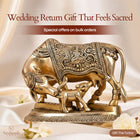 Brass Kamdhenu Cow With Calf Idol (5 Inch)
