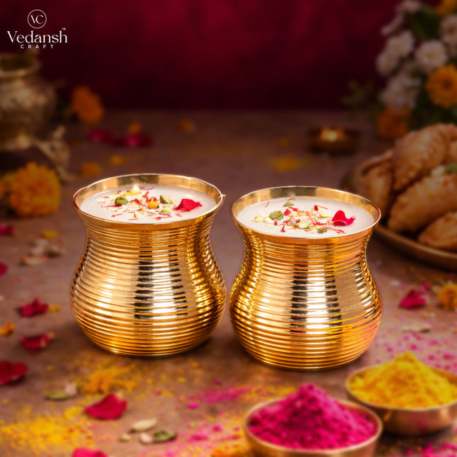 Brass Glass Tumbler Pair