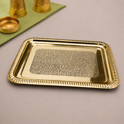 Brass Handcrafted Rectangular Tray