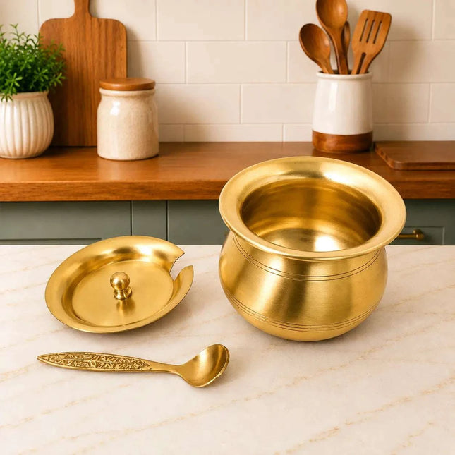 Brass Matt Finish Ghee Pot (3.5 Inch)