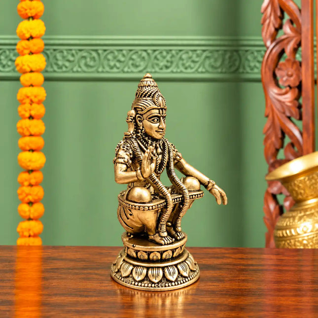 Brass Lord Ayyappa Idol (4 Inch)