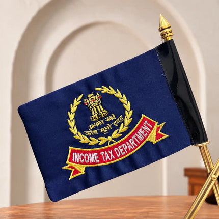 Brass Indian Revenue Service, Income Tax, IAS & Customs Flags With Stand (12 Inch)