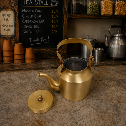 Brass Matt Finish Tea Pot/Kettle (3.7 Inch)