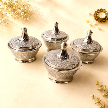 Brass Silver Plated Twin Bowl Set Gift Hamper