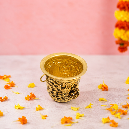 Brass Handcrafted Lakshmi Balaji Gangalam Glass (2.8 Inch)