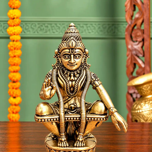 Brass Lord Ayyappa Idol (4 Inch)