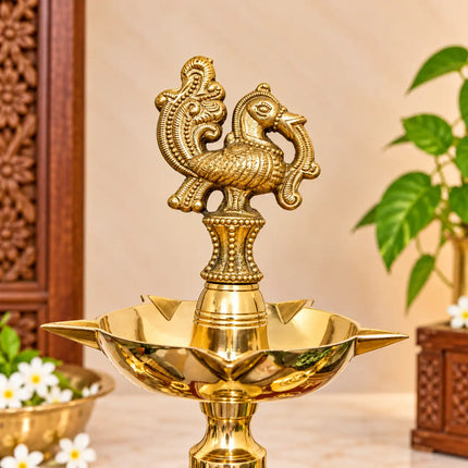 Brass Peacock Samai Lamp Pair (17.5 Inch)