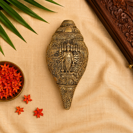 Brass Vishwaroopam Vishnu Conch (9.5 Inch)