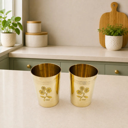 Brass Handcrafted Glass Pair