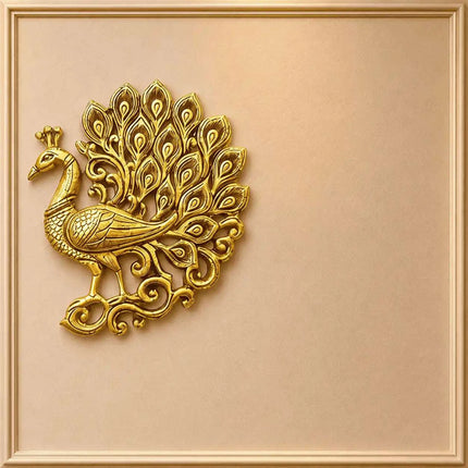 Brass Peacock And Lotus Wall Hanging 3 Piece Set (7.5 inch)