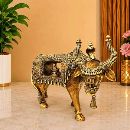 Brass Handcrafted Dhokra Nandi Idol With Inside Shivling (9.7 Inch)