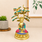 Brass Stone Work Blessing Buddha With Tree (7 Inch)