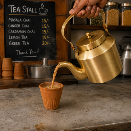 Brass Matt Finish Tea Pot/Kettle (3.7 Inch)