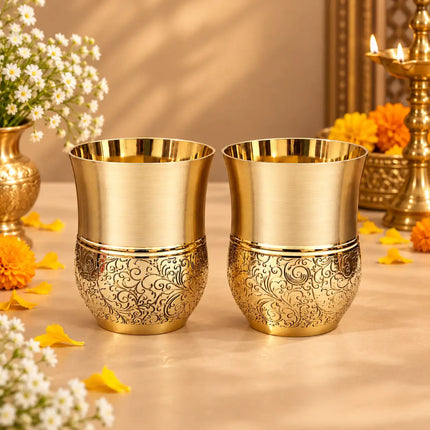 Brass Luxury Gift Hamper with Glasses & Diyas