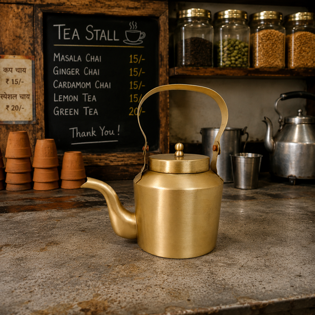 Brass Matt Finish Tea Pot/Kettle (3.7 Inch)