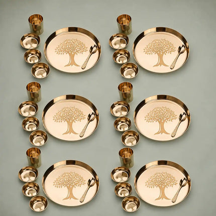 Pure Kansa/Bronze Thali/Dinner Set with Tree Design (1.7Kg)