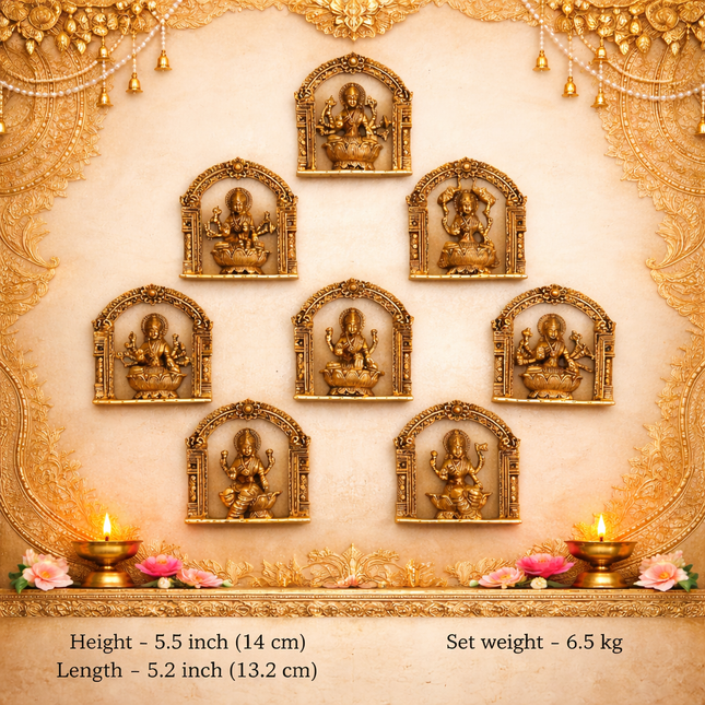Brass Ashtalakshmi Wall Hanging Plates Set (5.5 Inch)