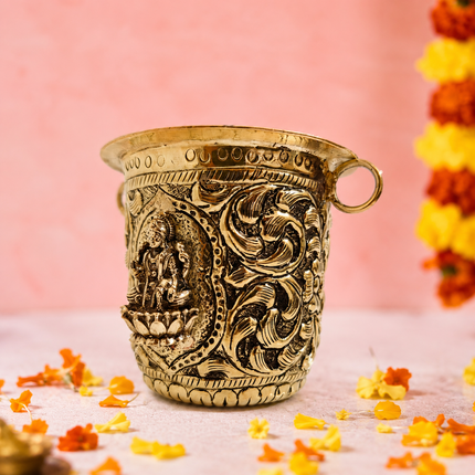 Brass Handcrafted Lakshmi Balaji Gangalam Glass (2.8 Inch)