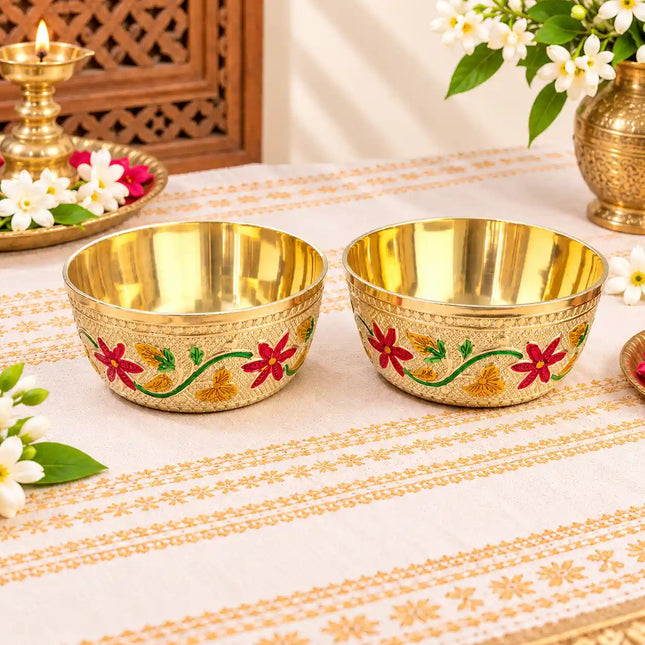 Brass Meenakari Hand Painted Bowl Pair (1.5 Inch)