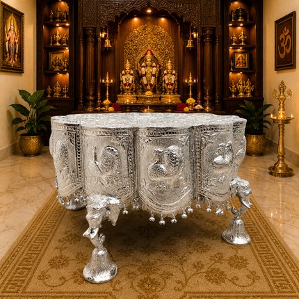 Brass Silver Plated Handcrafted Chowki