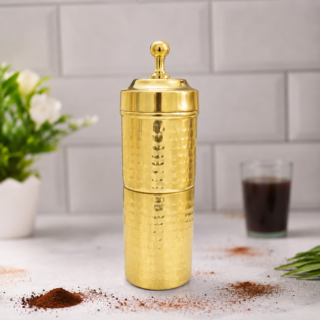Brass Hammered Coffee Filter Machine (7.5 Inch)