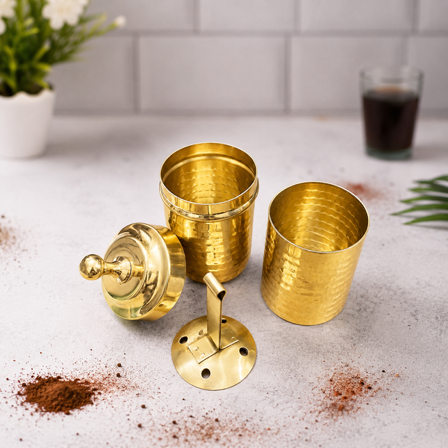 Brass Hammered Coffee Filter Machine (7.5 Inch)