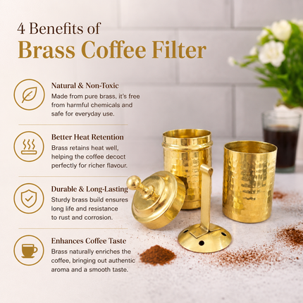 Brass Hammered Coffee Filter Machine (7.5 Inch)