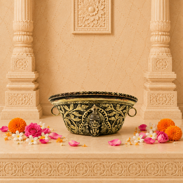 Brass Ashtalakshmi & Balaji Lakshmi Decorative Bowl