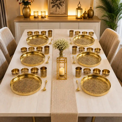 Brass Design Thali/Dinner Set (1.3 Kg)