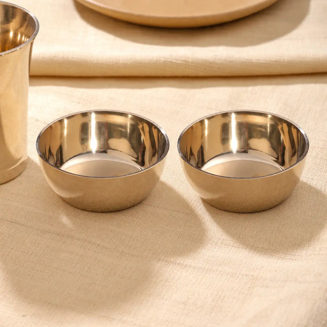 Pure Kansa/Bronze Bowl and Glass Pair
