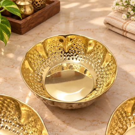 Brass Hammered Urli Bowl (Set of 3)