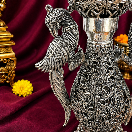 Brass Traditional Lightweight Peacock Samai/Lamp Pair