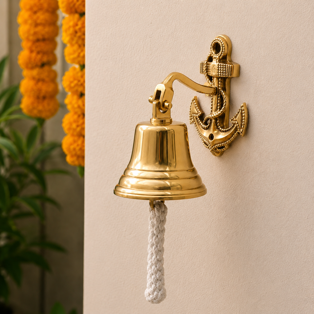 Brass Anchor Bell – Premium Nautical Brass Handicraft (6.5 Inch)
