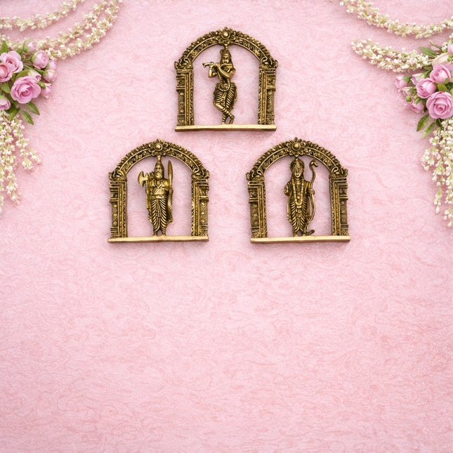 Brass Dashavatara Wall Hanging Plates Set (6 Inch)