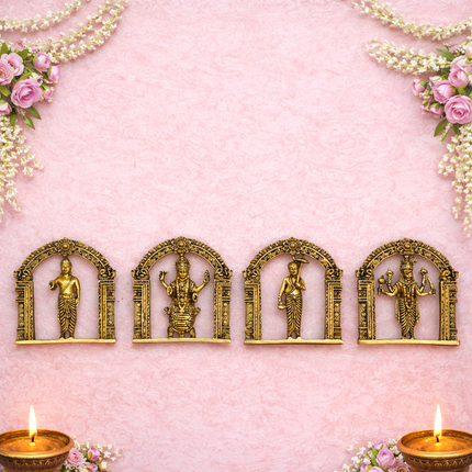 Brass Dashavatara Wall Hanging Plates Set (6 Inch)