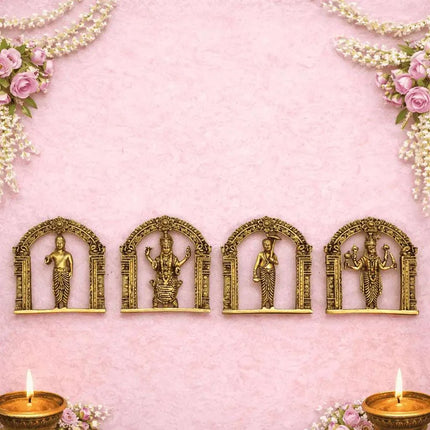 Brass Dashavatara Wall Hanging Plates Set (6 Inch)
