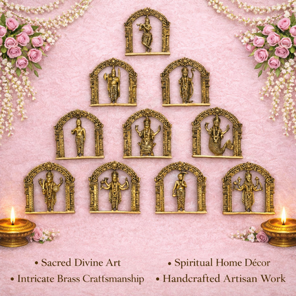 Brass Dashavatara Wall Hanging Plates Set (6 Inch)