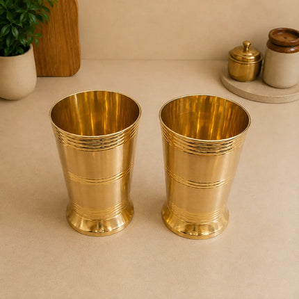 Brass Hand Carved Glass Pair